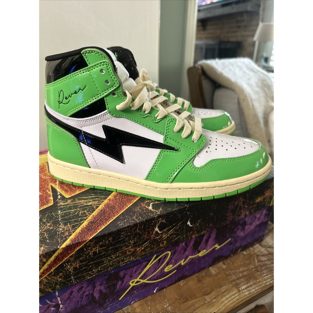 Reves Sport KIY '85 HI Patent Neon Green/Black Men's Sz. 9 Sneakers W/ Box